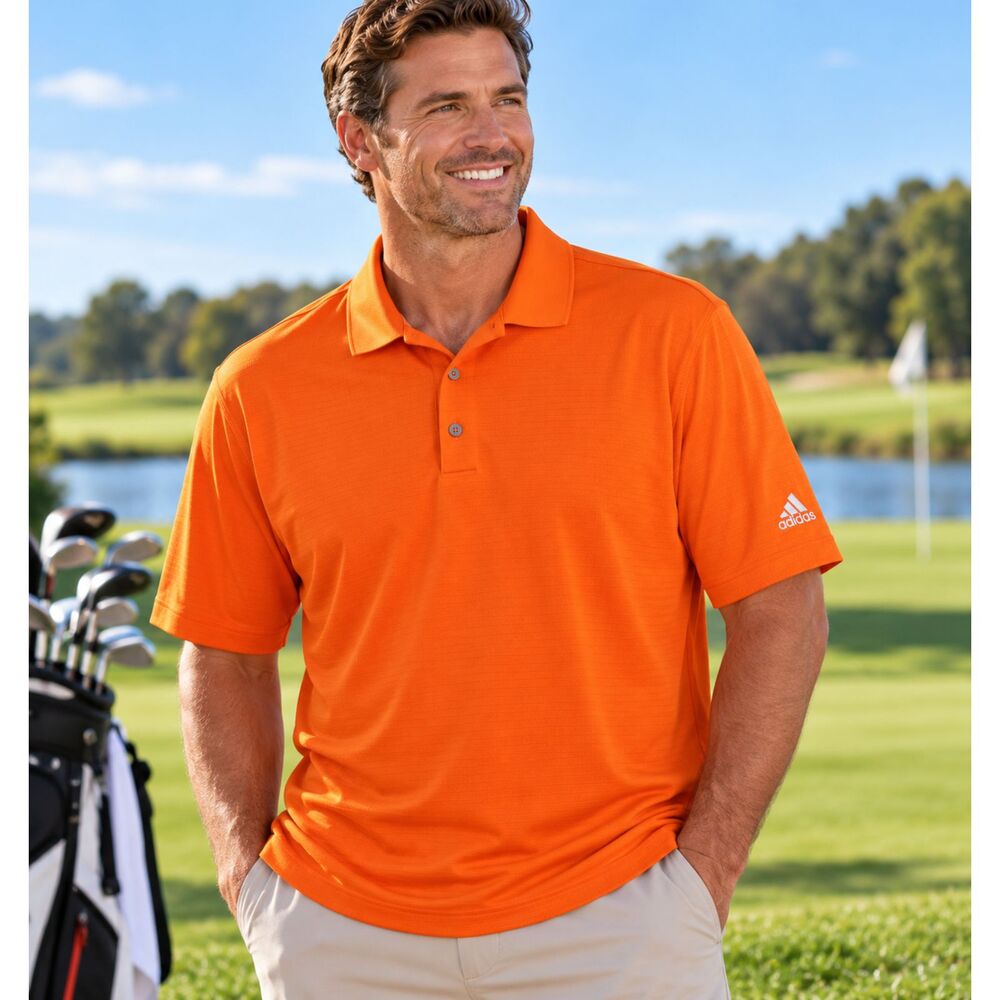 adidas Golf Polo Shirt Men's XL Orange CLIMALITE Performance Short Sleeve #24